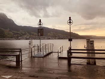 Pier on sea against sky