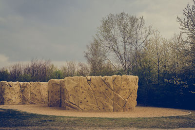 View of stone wall against sky