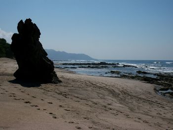 Scenic view of sea against clear sky