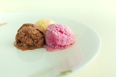 Close-up of ice cream in plate