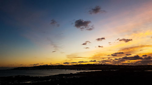 Scenic view of sea against sky at sunset