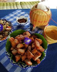 Close-up of food on table