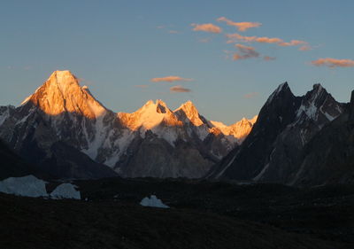 Gasherbrum massif and baltoro glacier, k2 base camp, pakistan