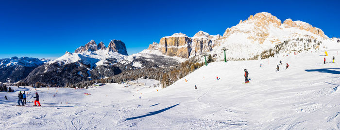 Panoramic view of snowcapped mountains against sky