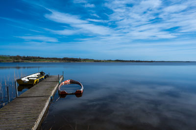 Pier over lake against sky