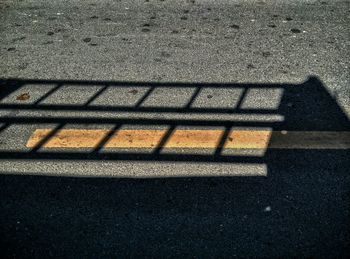 High angle view of shadow on road