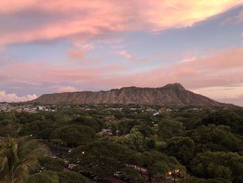 Scenic view of landscape against sky during sunset