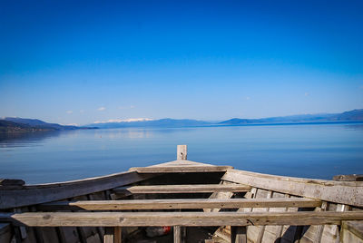 Scenic view of sea against blue sky