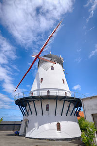 Low angle view of traditional building against blue sky