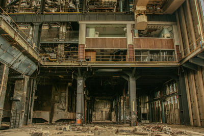 Low angle view of abandoned factory