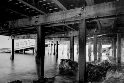 Interior of bridge over river