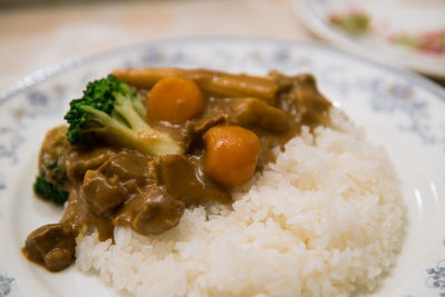 Close-up of food served in plate