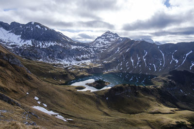 Scenic view of arid landscape during winter