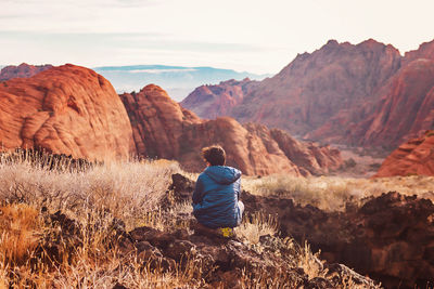 Older boy enjoying the view at snow canyon state park