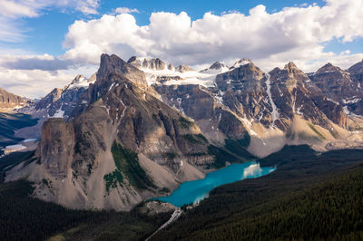 Magical view of louise lake in banff national park, canada, ten peaks valley. inspirational photo