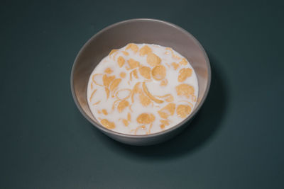 High angle view of breakfast on table