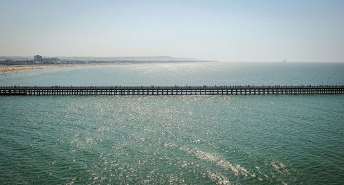 Scenic view of sea against clear sky