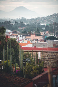 High angle view of townscape against sky