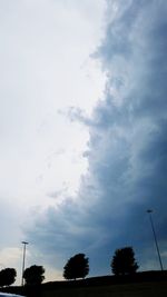 Low angle view of silhouette trees against sky