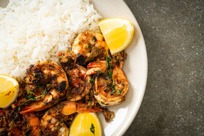 High angle view of meal served in plate