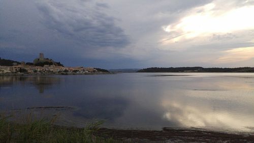 Scenic view of lake against sky