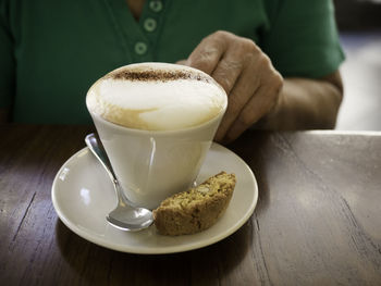 Coffee cup on table