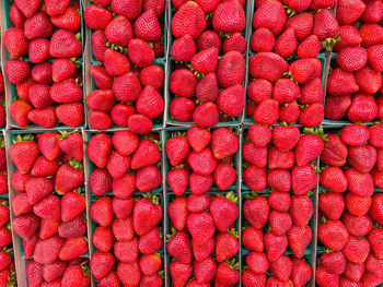 Full frame shot of strawberries for sale at market stall