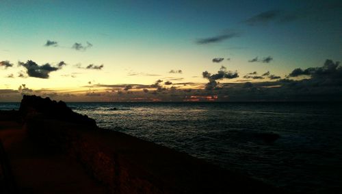 Scenic view of sea at sunset