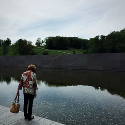 Man standing in lake