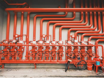 Row of red pipe