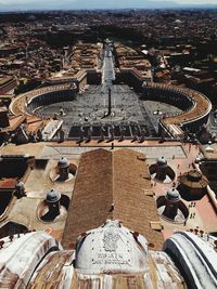 High angle view of old building in city