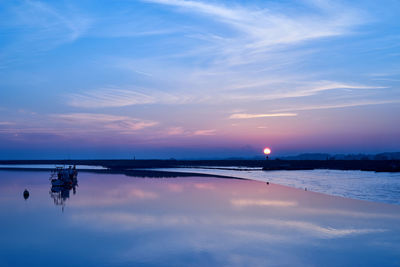 Scenic view of sea against sky at sunset