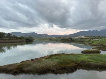 Scenic view of lake against sky