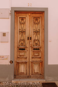 Closed door of house