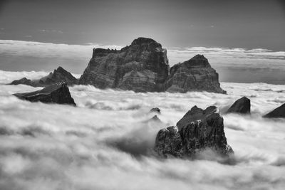 Rocks in sea against sky