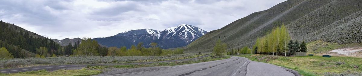 Panoramic view of snowcapped mountains against sky