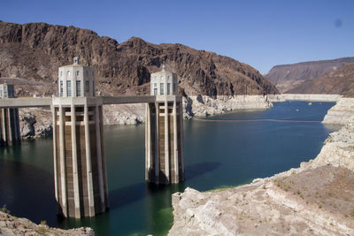 Scenic view of dam against sky