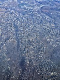 High angle view of cityscape during winter