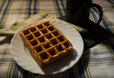 High angle view of cake on table