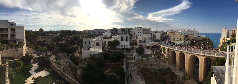 High angle view of buildings in city