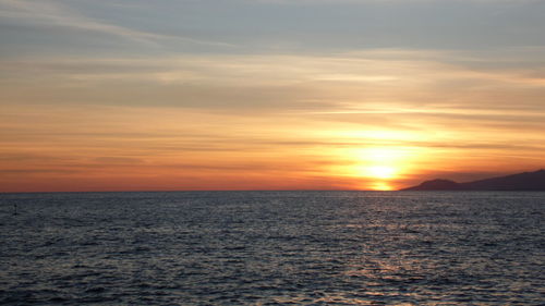 Scenic view of sea at sunset