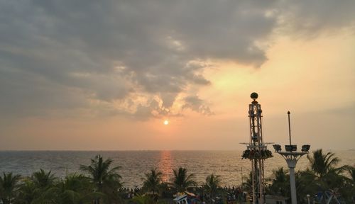 Scenic view of sea at sunset