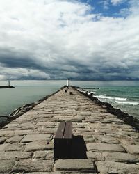 Scenic view of sea against cloudy sky