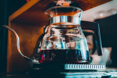 Close-up of drink on table at home