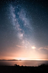 Scenic view of the milky way over odense in denmark 