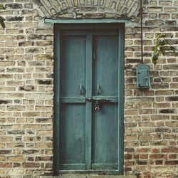 Closed door of building