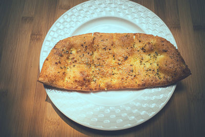 High angle view of breakfast on table