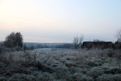 Scenic view of land against clear sky