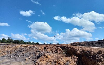 Scenic view of land against sky