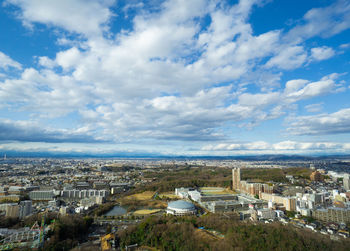 High angle view of townscape against sky